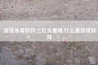 流氓杀毒软件三巨头是啥,什么是流氓软件