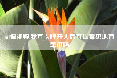 lol慎视频,我方卡牌开大后可以看见地方单位吗