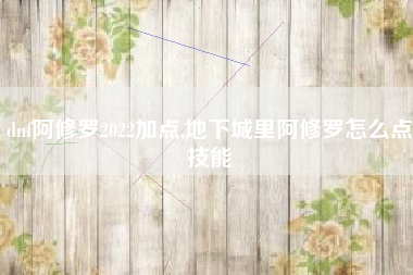 dnf阿修罗2022加点,地下城里阿修罗怎么点技能