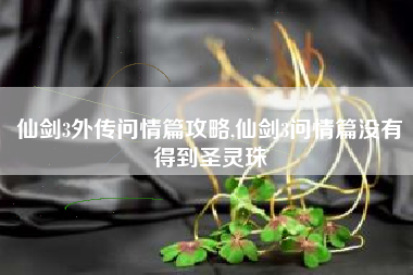 仙剑3外传问情篇攻略,仙剑3问情篇没有得到圣灵珠