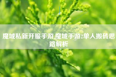魔域私新开服手游,魔域手游2单人搬砖思路解析