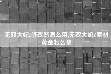 无双大蛇z修改器怎么用,无双大蛇Z素材黄金怎么拿