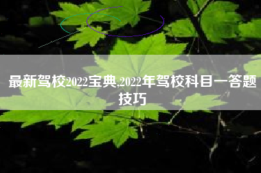 最新驾校2022宝典,2022年驾校科目一答题技巧