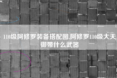 110级阿修罗装备搭配图,阿修罗110级大天御带什么武器