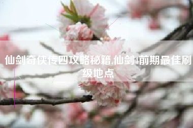 仙剑奇侠传四攻略秘籍,仙剑4前期最佳刷级地点
