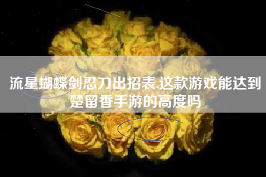 流星蝴蝶剑忍刀出招表,这款游戏能达到楚留香手游的高度吗