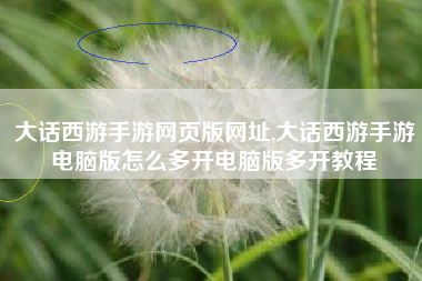 大话西游手游网页版网址,大话西游手游电脑版怎么多开电脑版多开教程