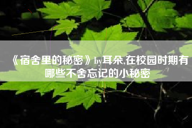 《宿舍里的秘密》by耳朵,在校园时期有哪些不舍忘记的小秘密