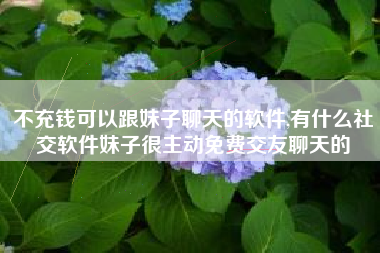 不充钱可以跟妹子聊天的软件,有什么社交软件妹子很主动免费交友聊天的