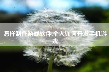 怎样制作游戏软件,个人如何开发手机游戏