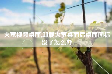 火萤视频桌面,卸载火萤桌面后桌面图标没了怎么办