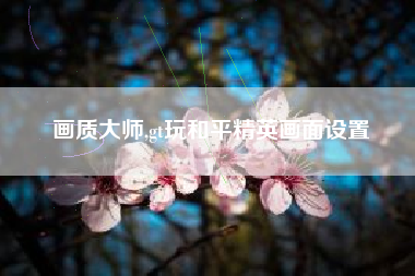 画质大师,gt玩和平精英画面设置