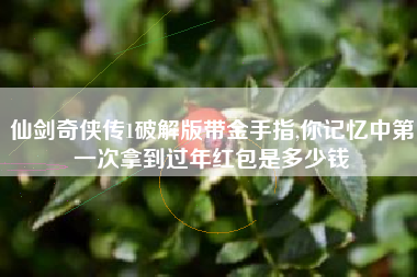 仙剑奇侠传1破解版带金手指,你记忆中第一次拿到过年红包是多少钱