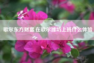 歌尔东方财富,在歌尔潍坊上班什么体验