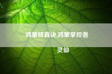 鸿蒙修真诀,鸿蒙掌控者
灵仙 鸿蒙修真诀,鸿蒙掌控者
灵仙