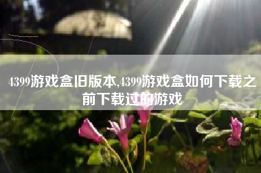 4399游戏盒旧版本,4399游戏盒如何下载之前下载过的游戏