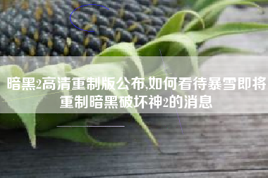 暗黑2高清重制版公布,如何看待暴雪即将重制暗黑破坏神2的消息