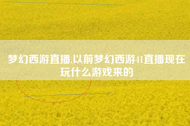 梦幻西游直播,以前梦幻西游41直播现在玩什么游戏来的