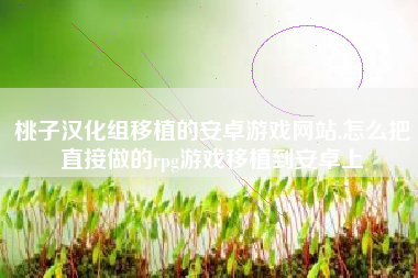 桃子汉化组移植的安卓游戏网站,怎么把直接做的rpg游戏移植到安卓上