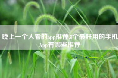 晚上一个人看的app推荐,8个最好用的手机App有哪些推荐