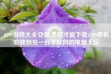 4399游戏大全安装,怎样才能下载4399单机游戏到另一台不联网的电脑上玩