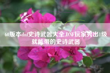 60版本dnf史诗武器大全,DNF玩家秀出1级就能带的史诗武器