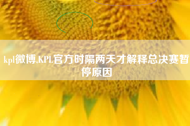 kpl微博,KPL官方时隔两天才解释总决赛暂停原因