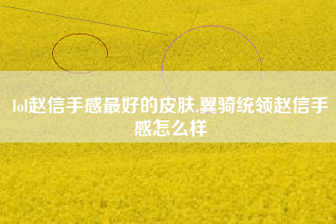lol赵信手感最好的皮肤,翼骑统领赵信手感怎么样
