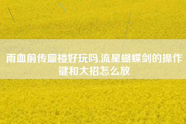 雨血前传蜃楼好玩吗,流星蝴蝶剑的操作键和大招怎么放