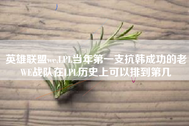 英雄联盟we,LPL当年第一支抗韩成功的老WE战队在LPL历史上可以排到第几