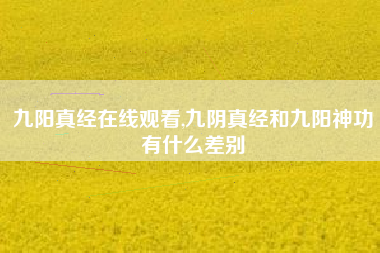 九阳真经在线观看,九阴真经和九阳神功有什么差别
