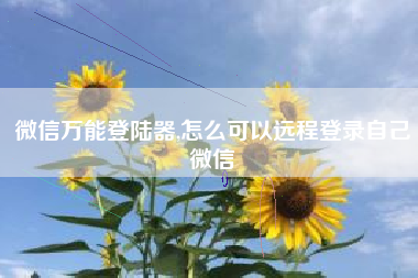 微信万能登陆器,怎么可以远程登录自己微信
