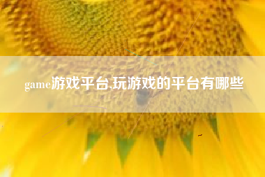 game游戏平台,玩游戏的平台有哪些