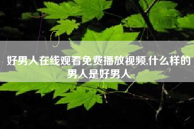 好男人在线观看免费播放视频,什么样的男人是好男人