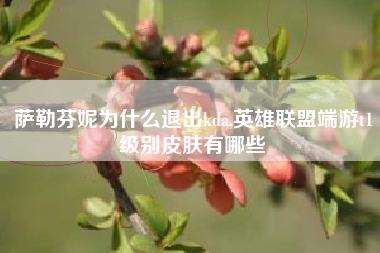 萨勒芬妮为什么退出kda,英雄联盟端游t1级别皮肤有哪些