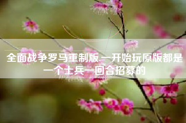 全面战争罗马重制版,一开始玩原版都是一个士兵一回合招募的