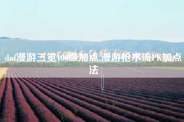 dnf漫游三觉100级加点,漫游枪术流PK加点法