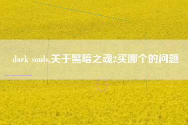 dark souls,关于黑暗之魂2买哪个的问题