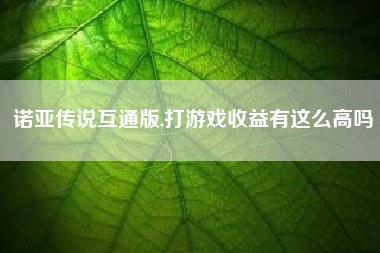 诺亚传说互通版,打游戏收益有这么高吗