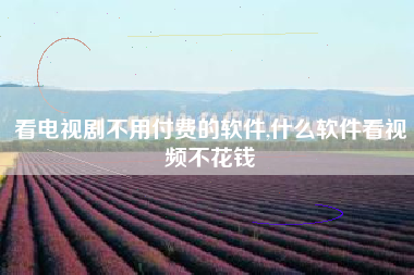 看电视剧不用付费的软件,什么软件看视频不花钱