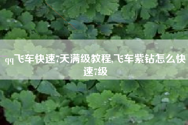 qq飞车快速7天满级教程,飞车紫钻怎么快速7级