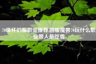 70级怀旧服职业推荐,国服魔兽70玩什么职业带人最吃香