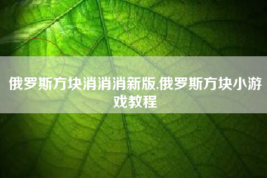 俄罗斯方块消消消新版,俄罗斯方块小游戏教程