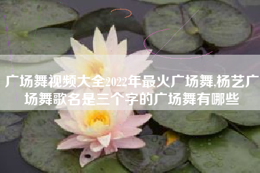 广场舞视频大全2022年最火广场舞,杨艺广场舞歌名是三个字的广场舞有哪些