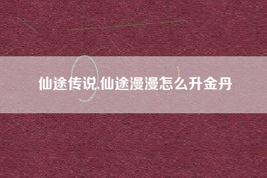 仙途传说,仙途漫漫怎么升金丹