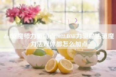 dnf驱魔师力驱加点2022,DNF力驱魔法驱魔力法双休都怎么加点