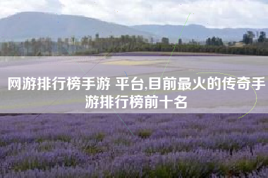网游排行榜手游 平台,目前最火的传奇手游排行榜前十名