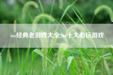 ios经典老游戏大全,ios十大必玩游戏