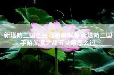 新塔防三国全民塔防破解版,新塔防三国手游关渡之战五丈原怎么过