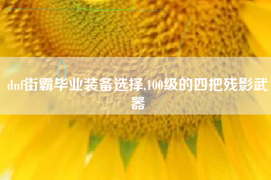 dnf街霸毕业装备选择,100级的四把残影武器